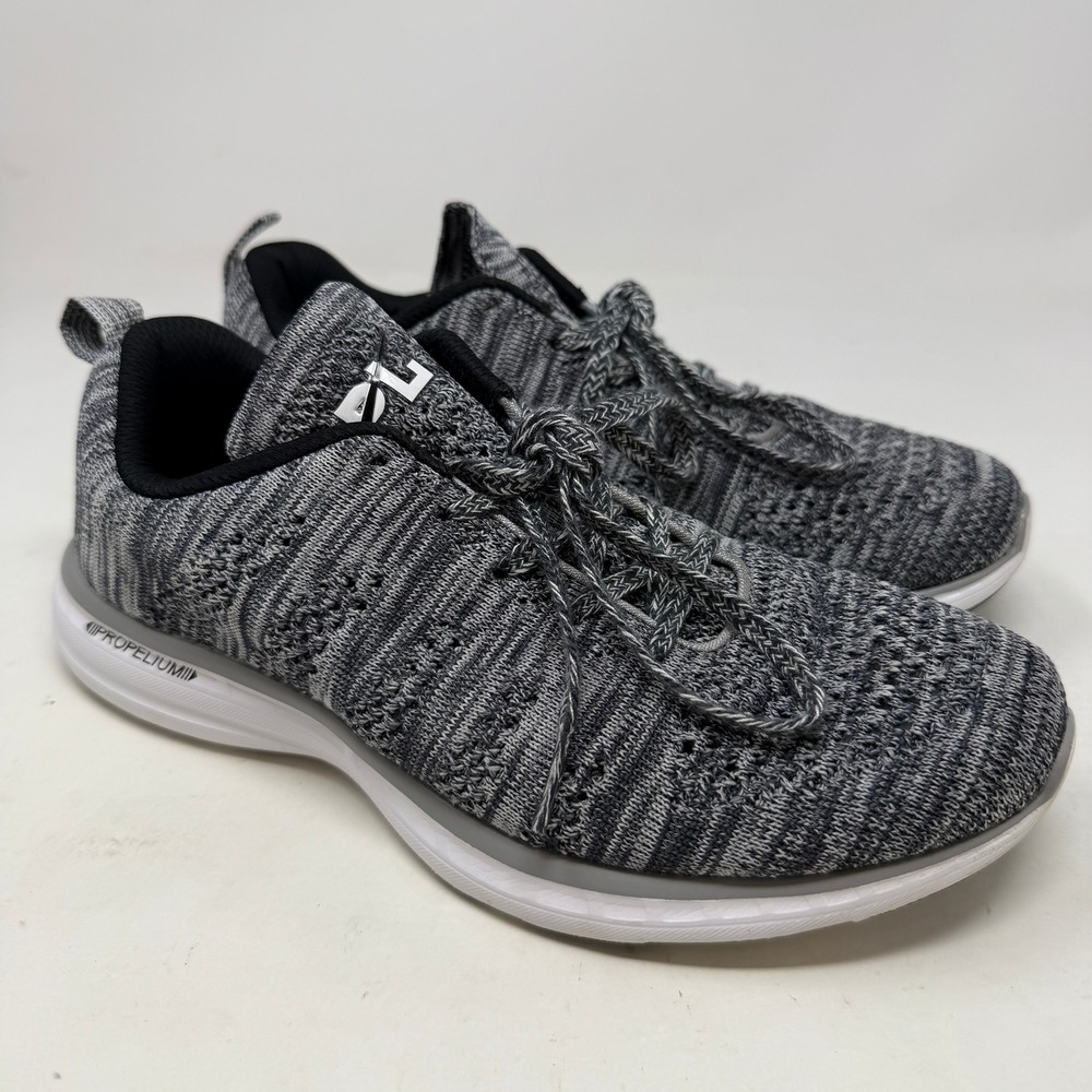 APL Sneakers Womens 7.5 TechLoom Pro Grey White Knit Running Shoes EUC